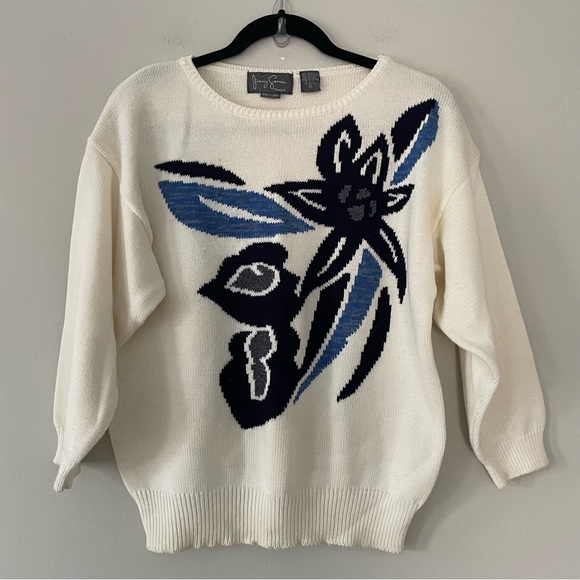Vintage Jimmy Garcia Hand Loomed Abstract Floral Sweater • Size Medium - Picture 1 of 15